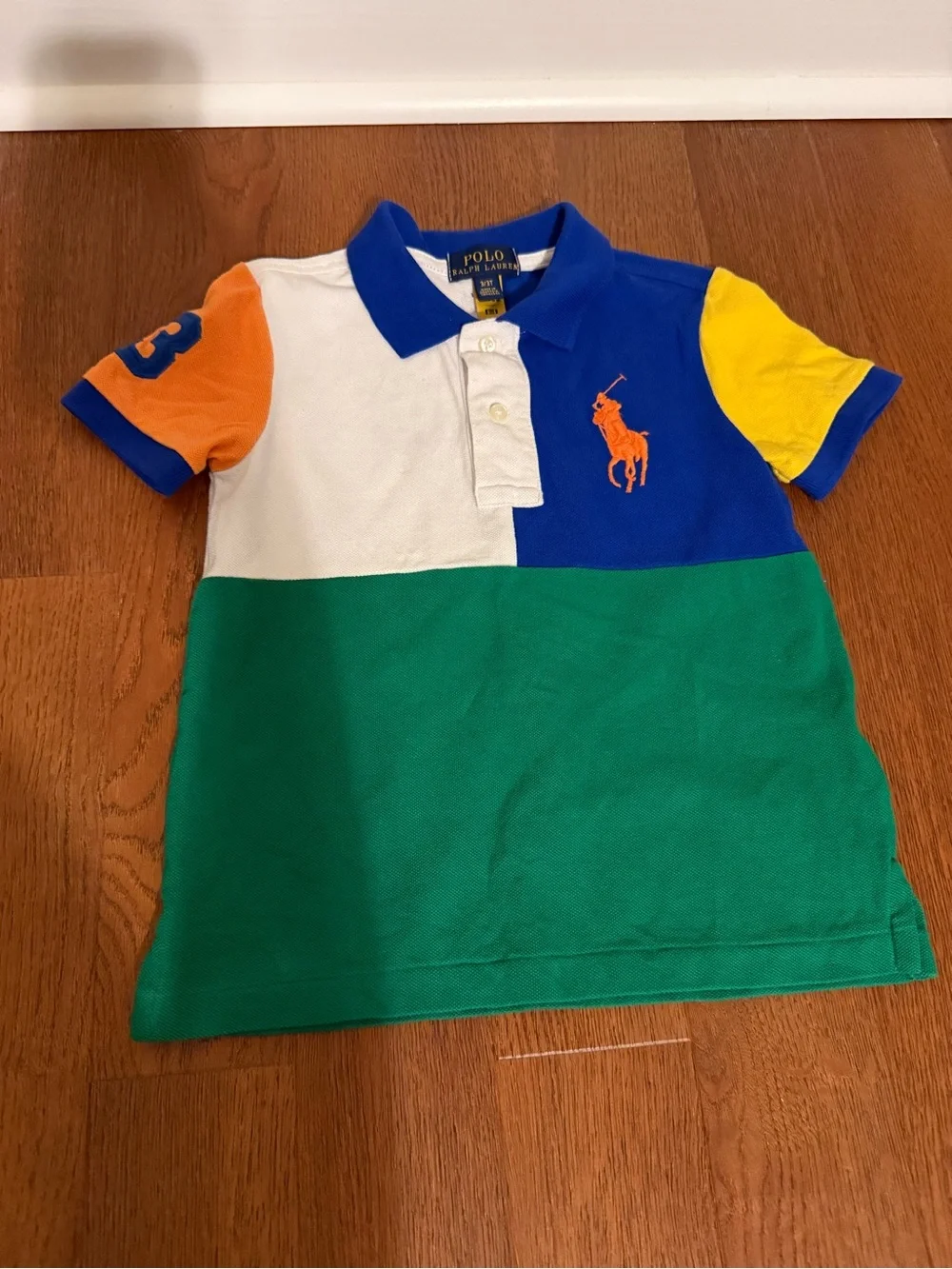 Polo Ralph Lauren Toddler Big Pony Colorblock Mesh Polo Shirt Size 3/3T